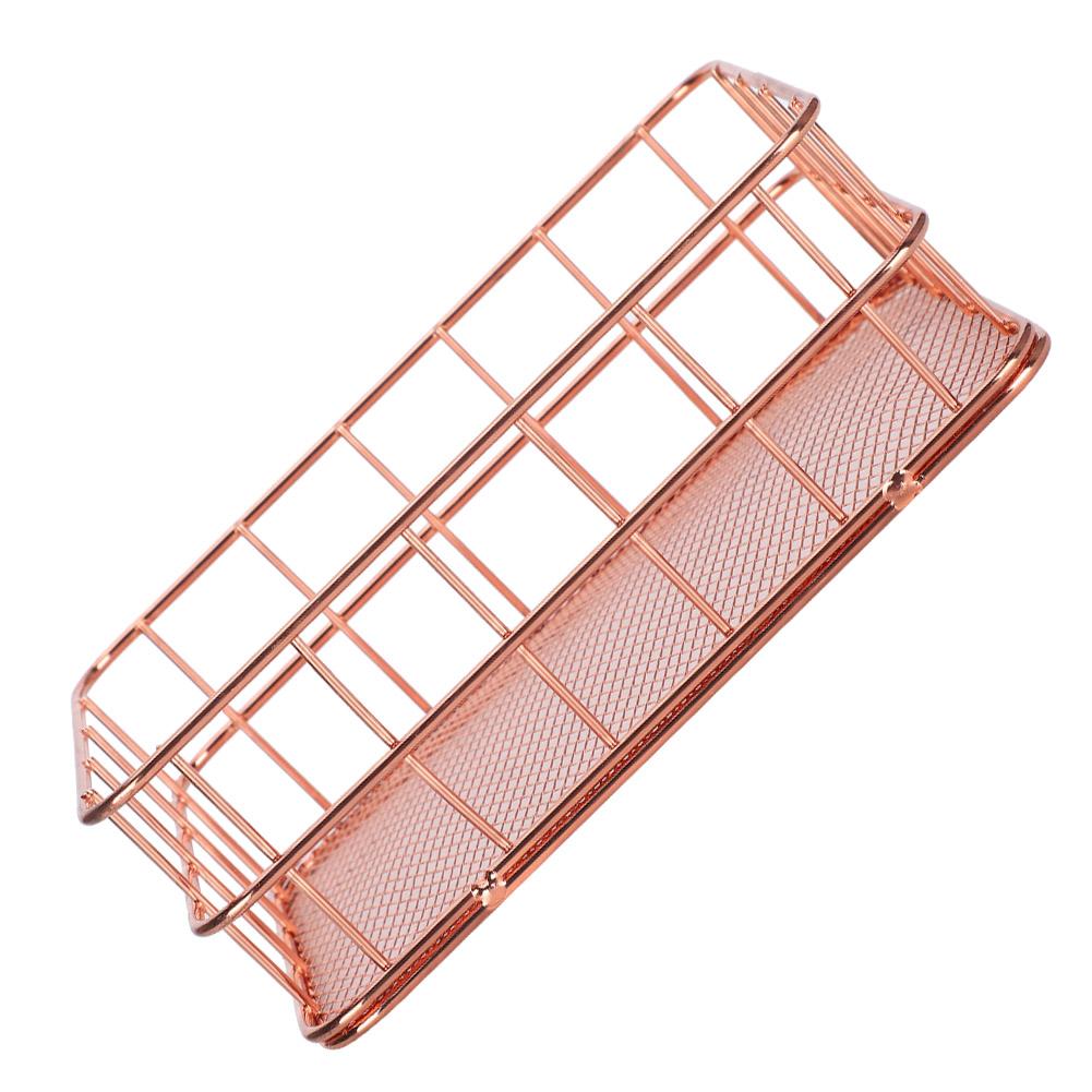 Desktop Storage Basket Rose Gold Metal Grid Fruit Clothing Table Organizing Storaging