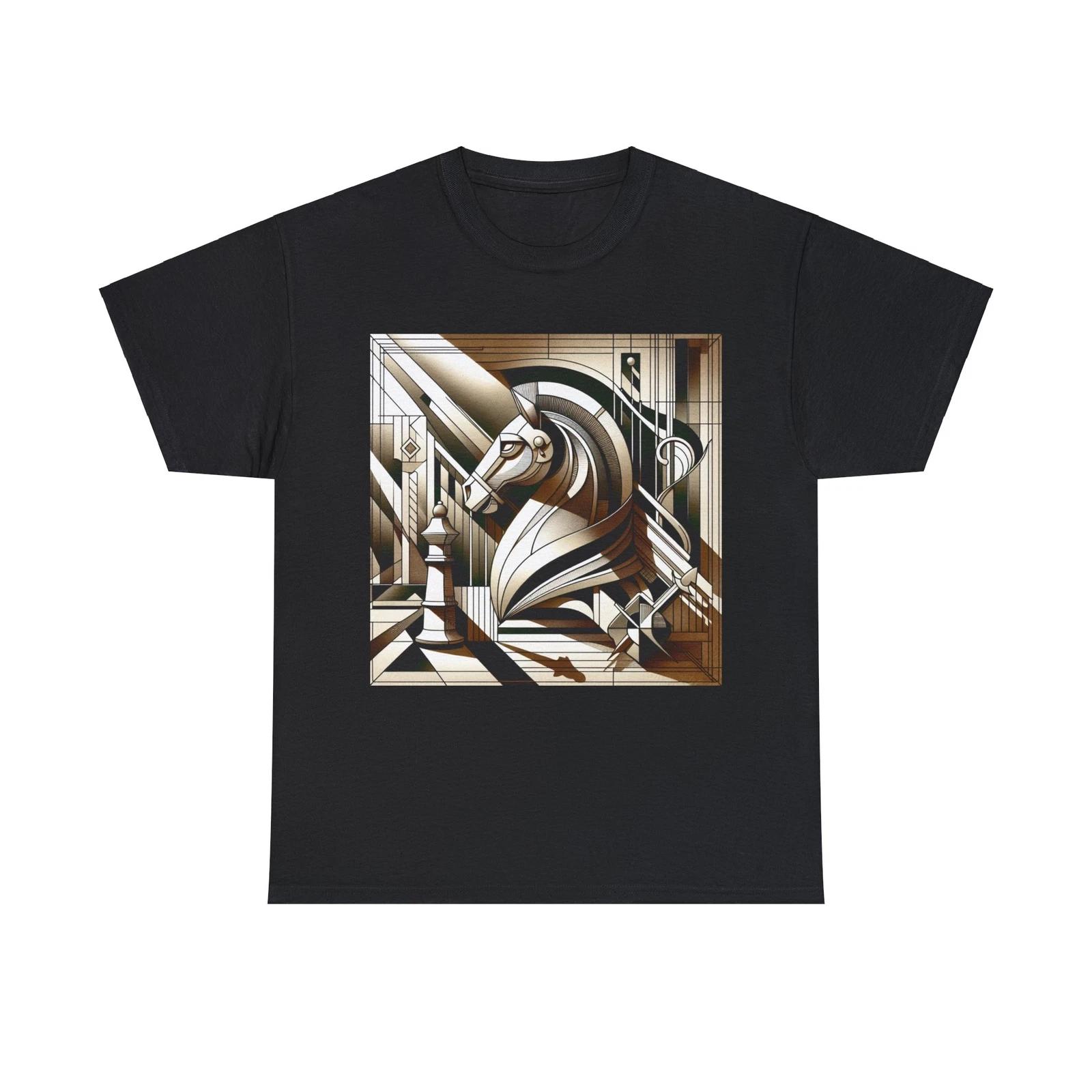 

Unisex Adult T Shirt Art Deco Geometric Chess Knight Chess Board Strategy Tee M