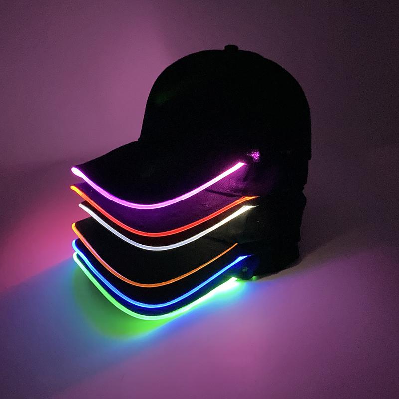 Verstellbare LED-Licht Hip-Hop Leuchtende Baseballkappe Anpassbares Logo Bar Nachtmütze Mode Blinkende Sportkappe