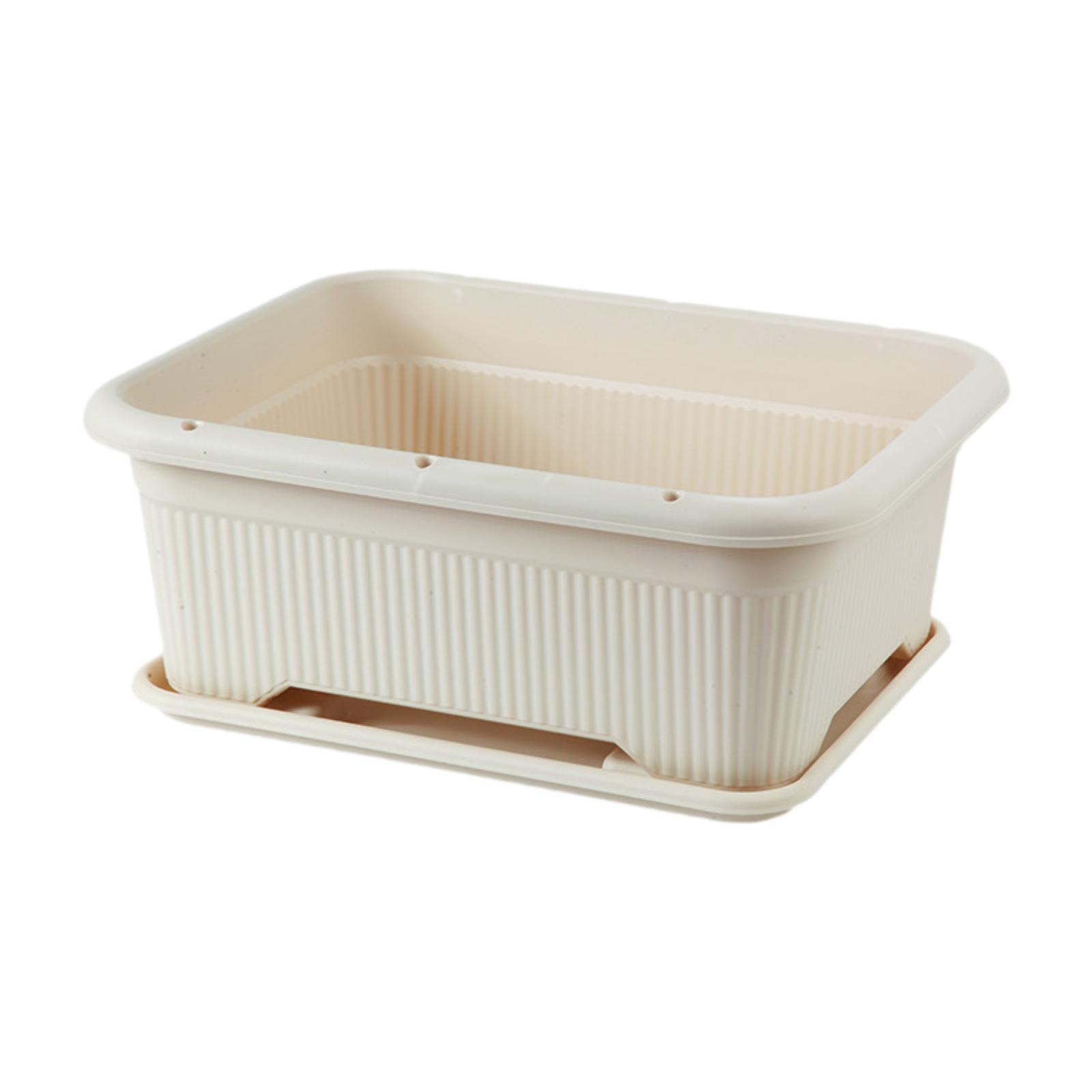 

Vegetable Planter Rectangle Garden with Drainage Holes Planting Tool Decoration with Tray Patio Flower Box Vegetable Growing Pot белый