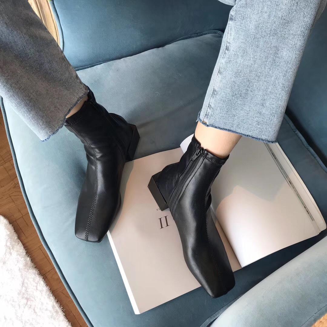 Толстый каблук с короткими ботинками одинарный ботинок короткий трубчатый прилив 2024 — фото 3