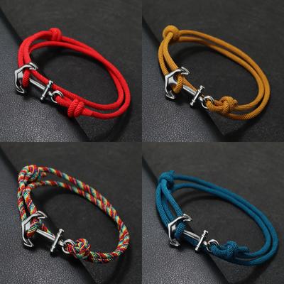 Marine Stijl Mannen Anker Armband Handgemaakt Verstelbaar Nautisch Wrap Armband Niet-vervagend 3mm Dunne Koord Armband Homme Pulseria