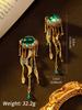 A Pair of Retro Gold and Blue Rhinestone Inlaid Jellyfish Shaped Fashionable Earrings