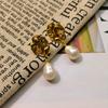 Natural Baroque Pearl Asymmetrical Pleated Irregular Gold-plated Minimalist Celi-style Earrings