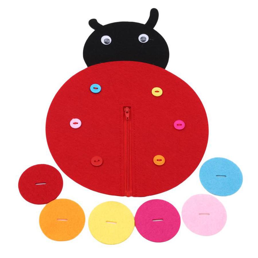 

Color Shape Recognition Ladybug Button Felt Insect Knowledge Teaching Aids Free Assemble Teaching Tools School Office Supplies красный
