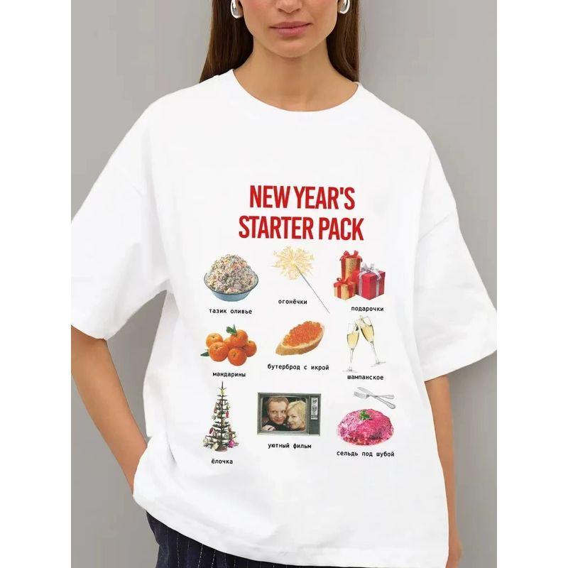 Fashion Style Fashion Print round Neck Short Sleeve T-shirt Loose Casual Top Loose Printed T-shirt