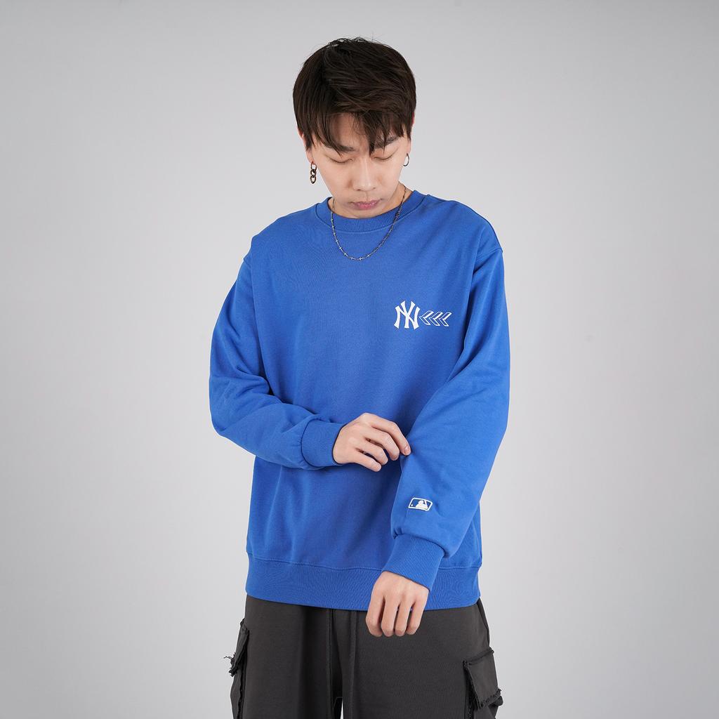 MLB New York Yankees Logo Arrow Print Loose Fit Crewneck Sweatshirt Unisex sweatshirt Blue 31MTS1111-50U