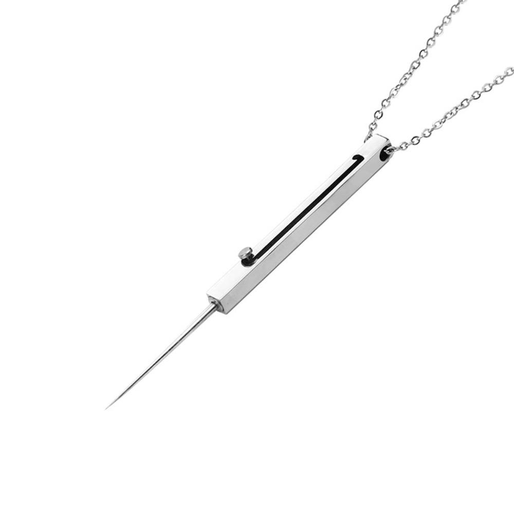 Adjustable Length Square Toothpick Necklace Retractable Push-pull Fruit Pick  Hiking