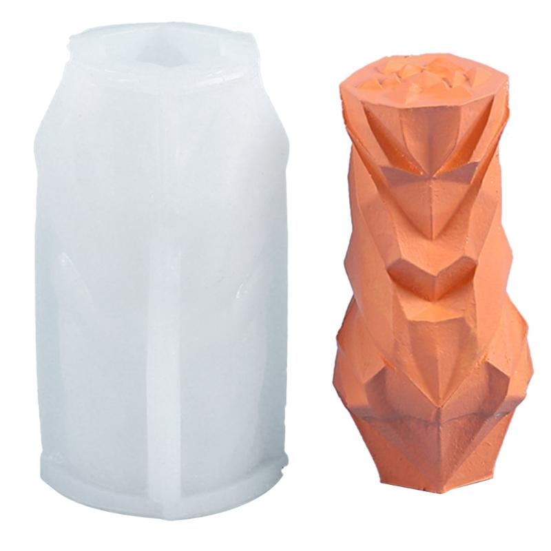 3D Geometric Silicone Mold Epoxy Resin DIY Plaster Candle Mold Desktop Decor