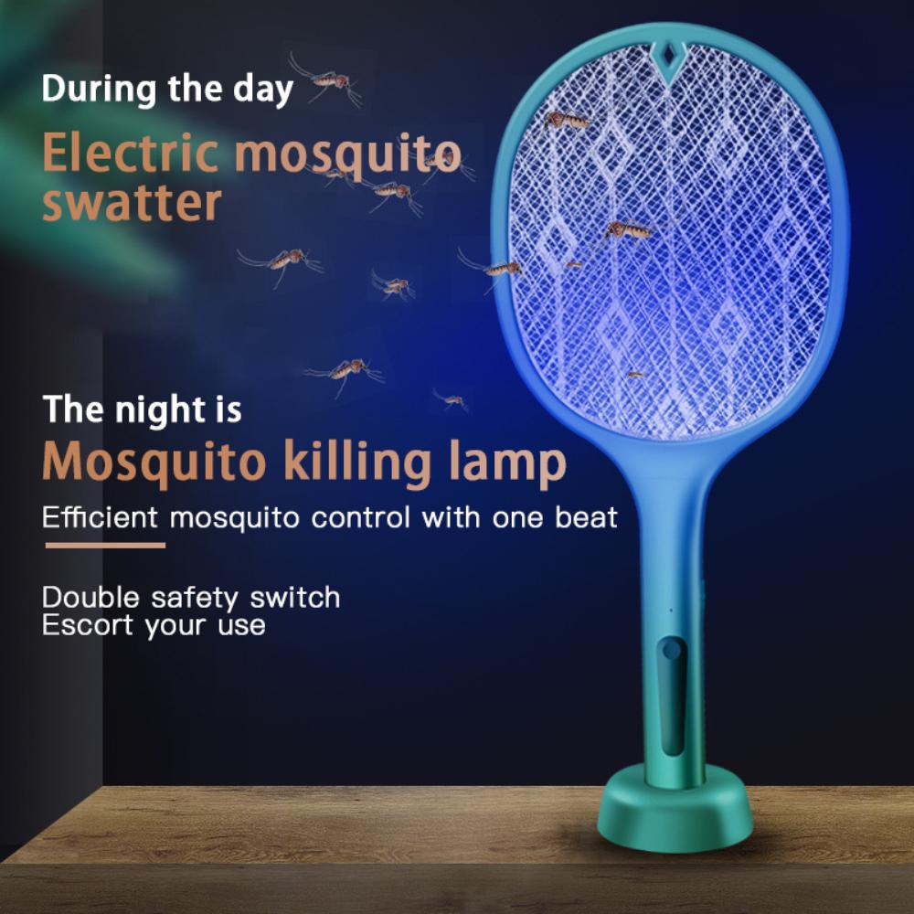 2024 Electric Insect Racket Swatter Zapper 3-Layer Mesh USB Rechargeable Mosquito Fly Killer Bug Zapper For Summer Home Outdoor