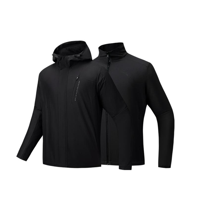 Anta Comfortable Letter Minimalist Warm Sports Casual 3-In-1 Hooded Soft Shell Jacket Men Jacket 952546611-4