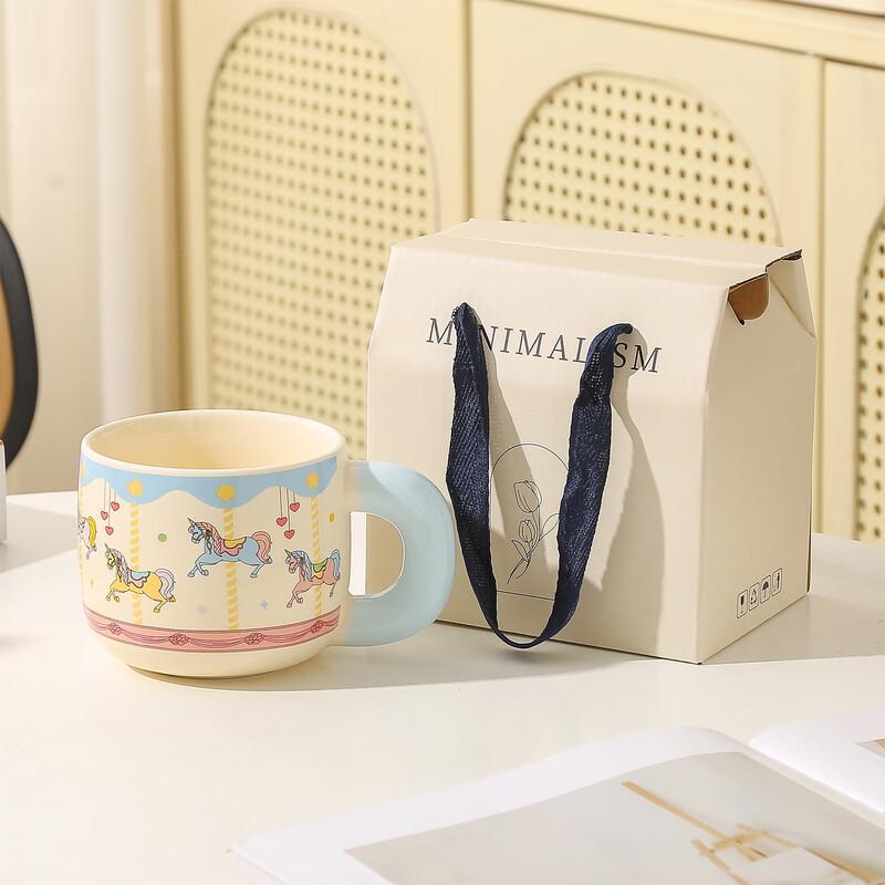 Tuoqiao Cartoon Ceramic Mug with Lid & Handle