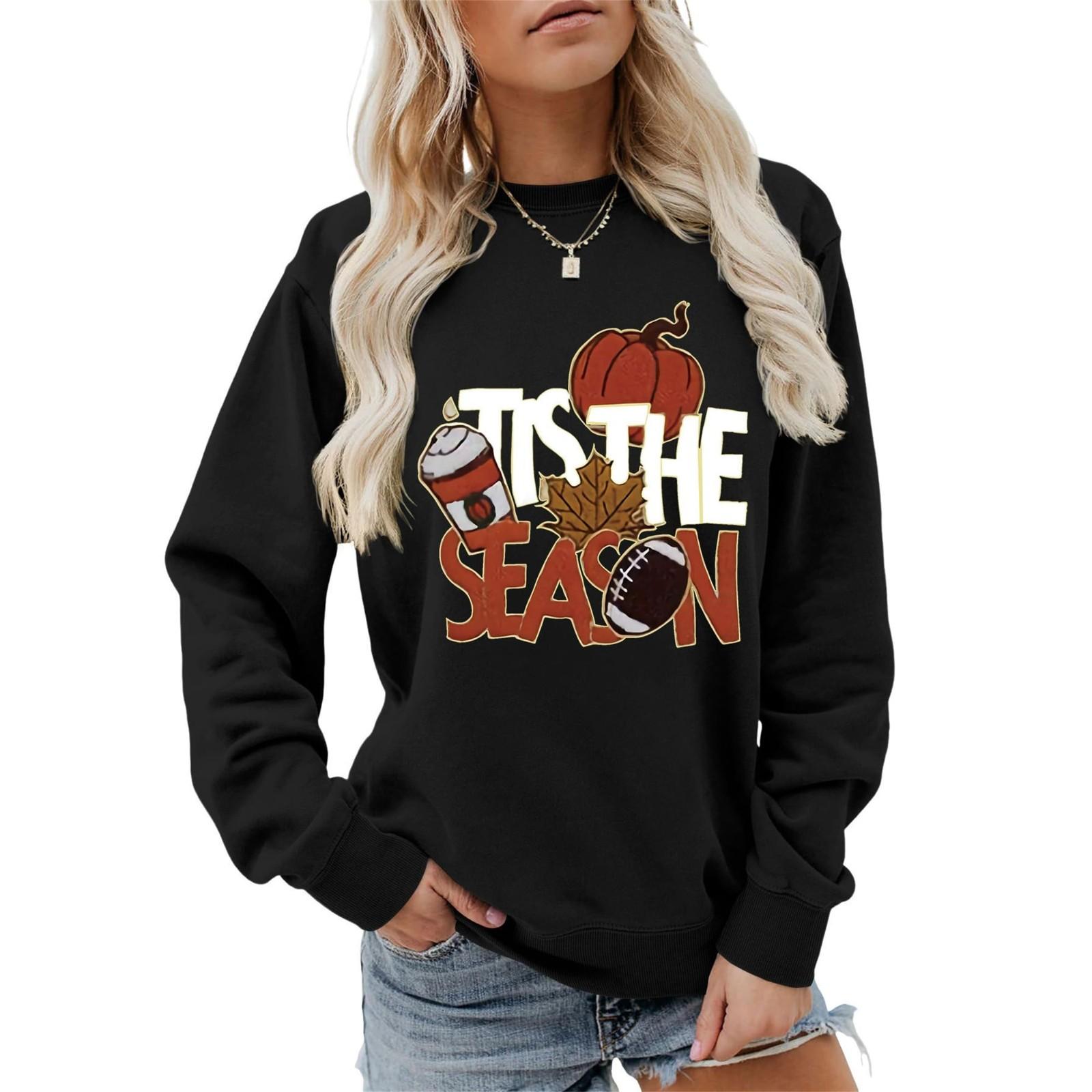 Женская одежда осенне-зимний Хэллоуин круглый вырез длинный рукав большой свободный плюшевый утолщенный свитер топ L чёрный 1594₽