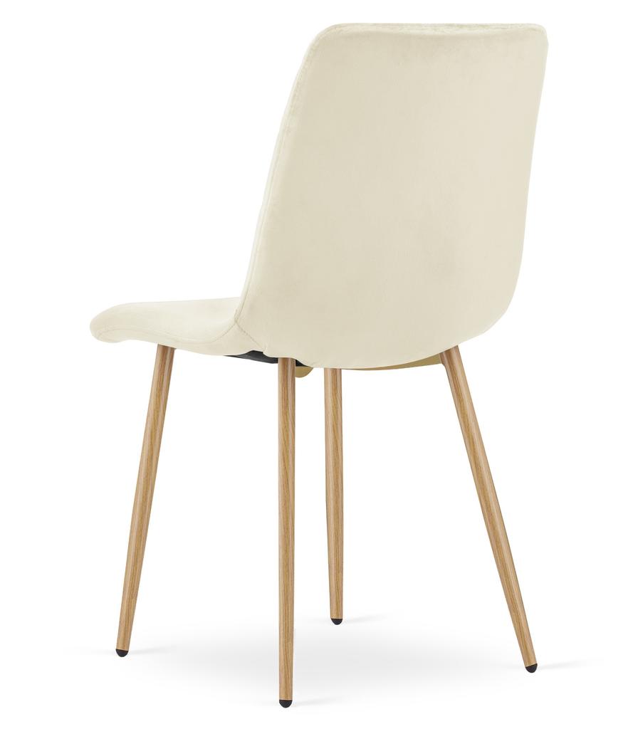 TURIN Chair - Light Beige Velvet / Wood-colored Legs X 4