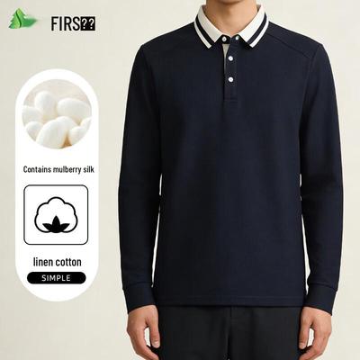 FIRS Men's Silk Blend Long Sleeve Polo Shirt
