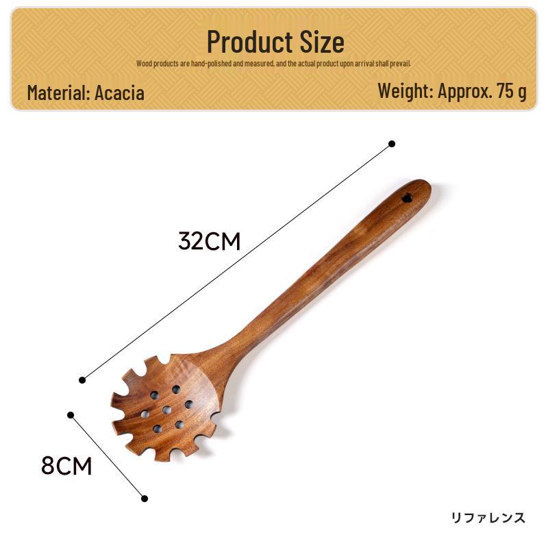 Sada kuchyňského náčiní z teakového a akáciového dřeva: Špachtle s dlouhou rukojetí a velká polévková lžíce