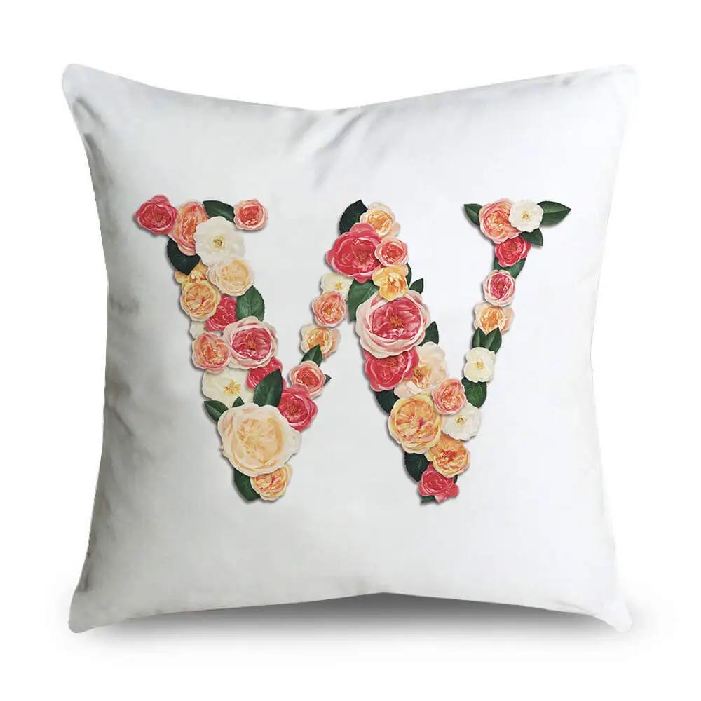 Pillow Home Decor Chair Pillowcase Wedding Decoration Cushion Cover Pink Flower Letter Sofa Car