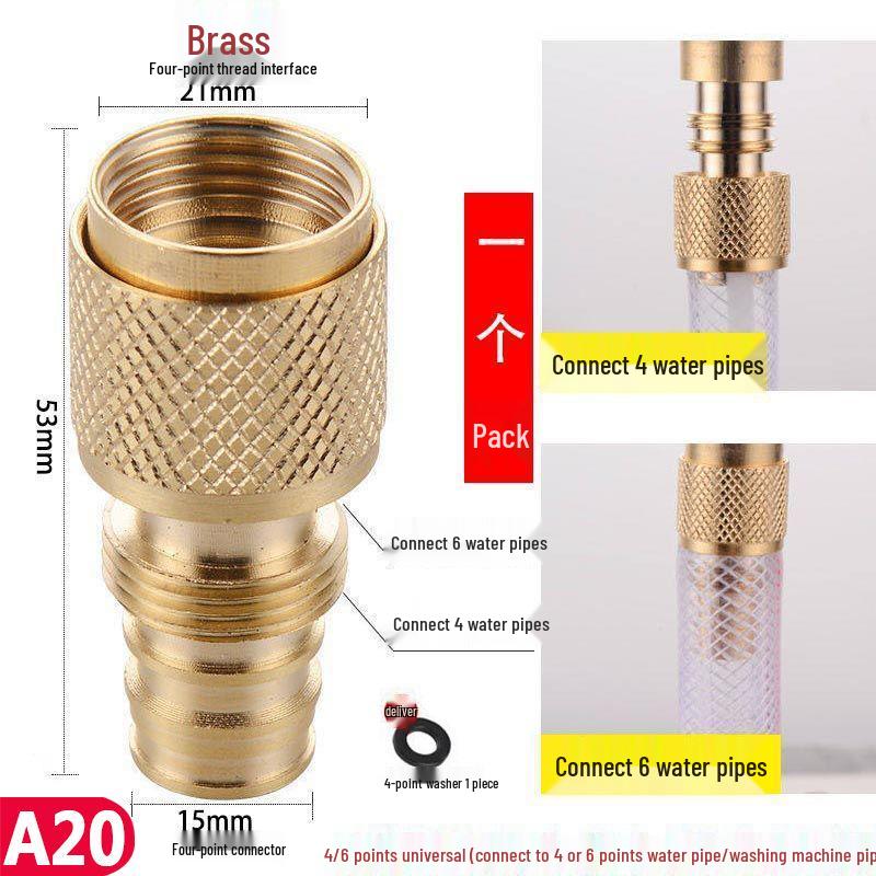 Adaptor robinet mașină de spălat din cupru – Convertor 4/6 puncte și accesoriu țeavă de admisie