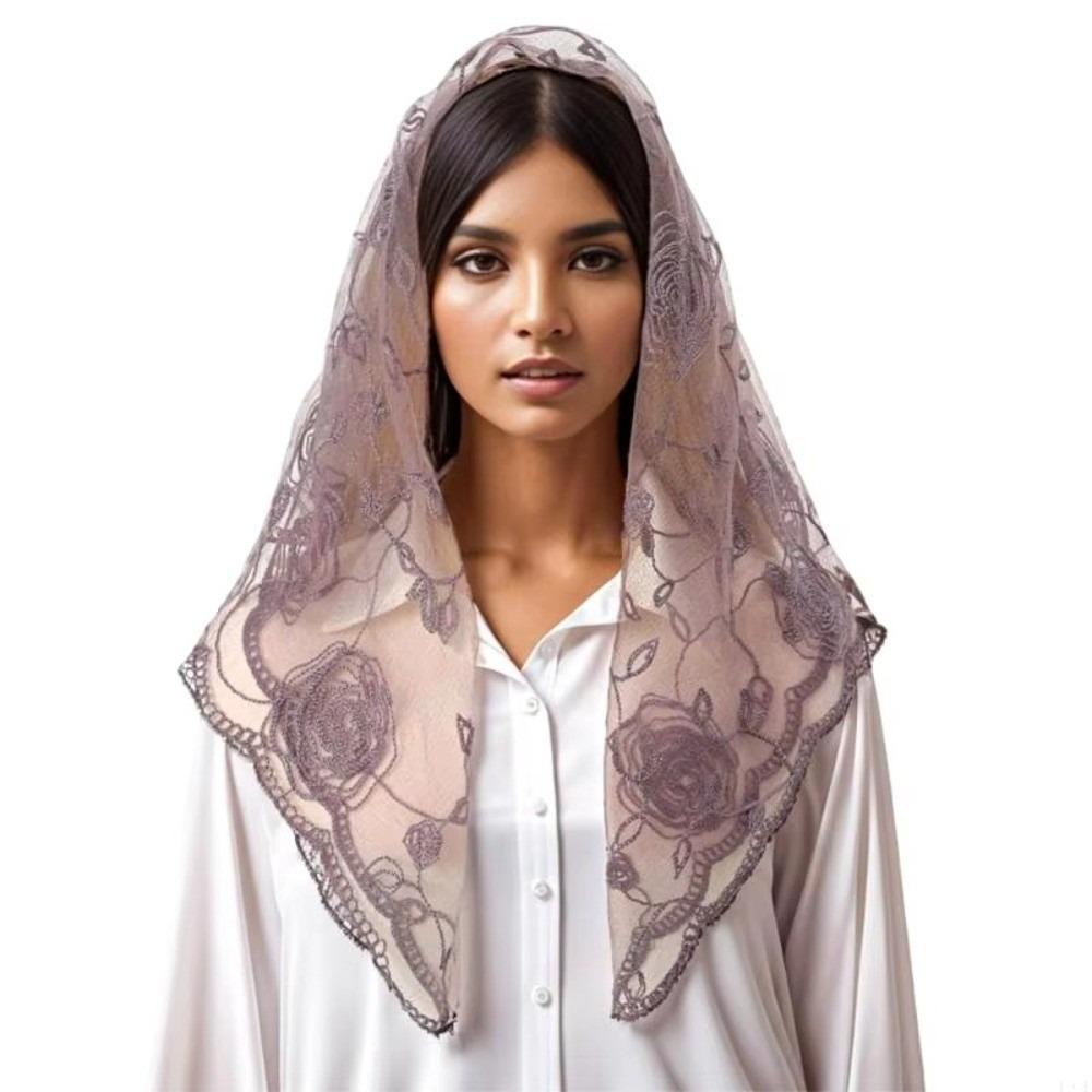 Hollow Out Embroidery Church Head Scarf Elegant Catholic Bride Scarf Lace Mantilla Scarf  for Women