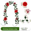Christmas Red Berry Vine Greenery with Artificial Flowers for Holiday Decor