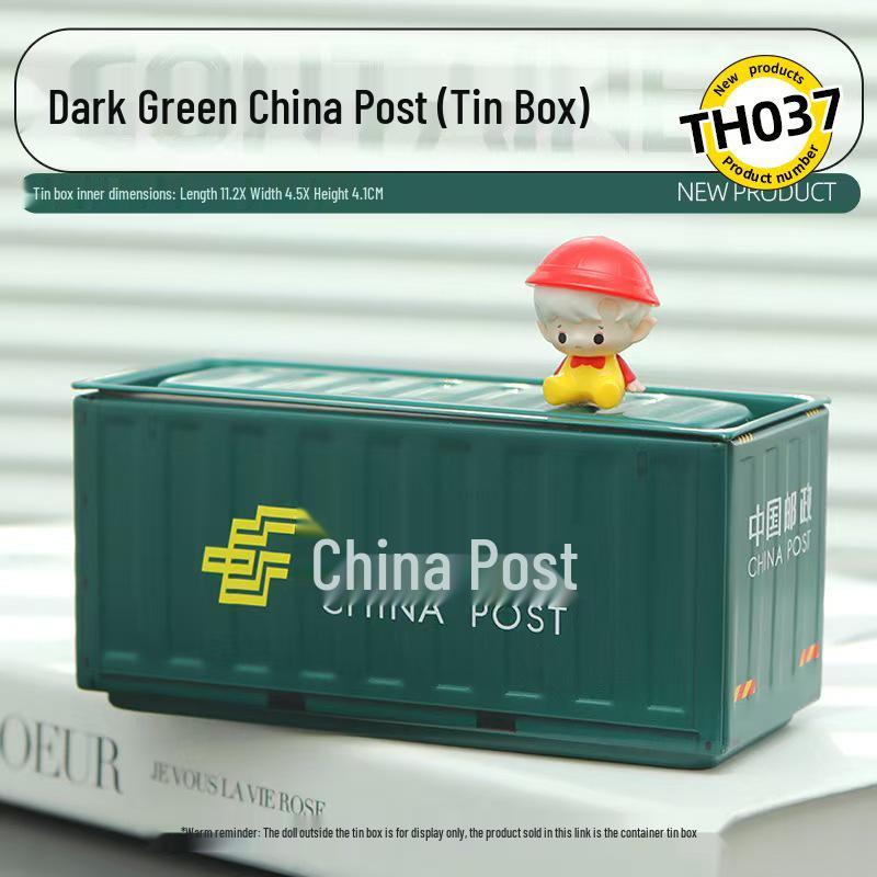 Miniature Tinplate Shipping Container Display Box for Figurines - Trendy Collectible Ornament & Storage Gift