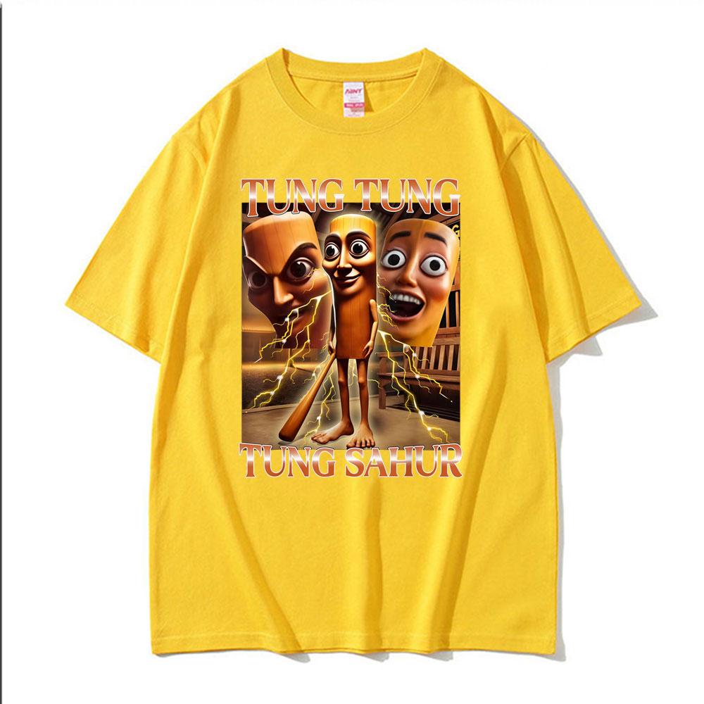 Funny Tung Tung Tung Sahur Meme T Shirt Italian Brainrot New Style TShirts Unisex Unisex Fashion Casual Short Sleeve ONeck TShirt