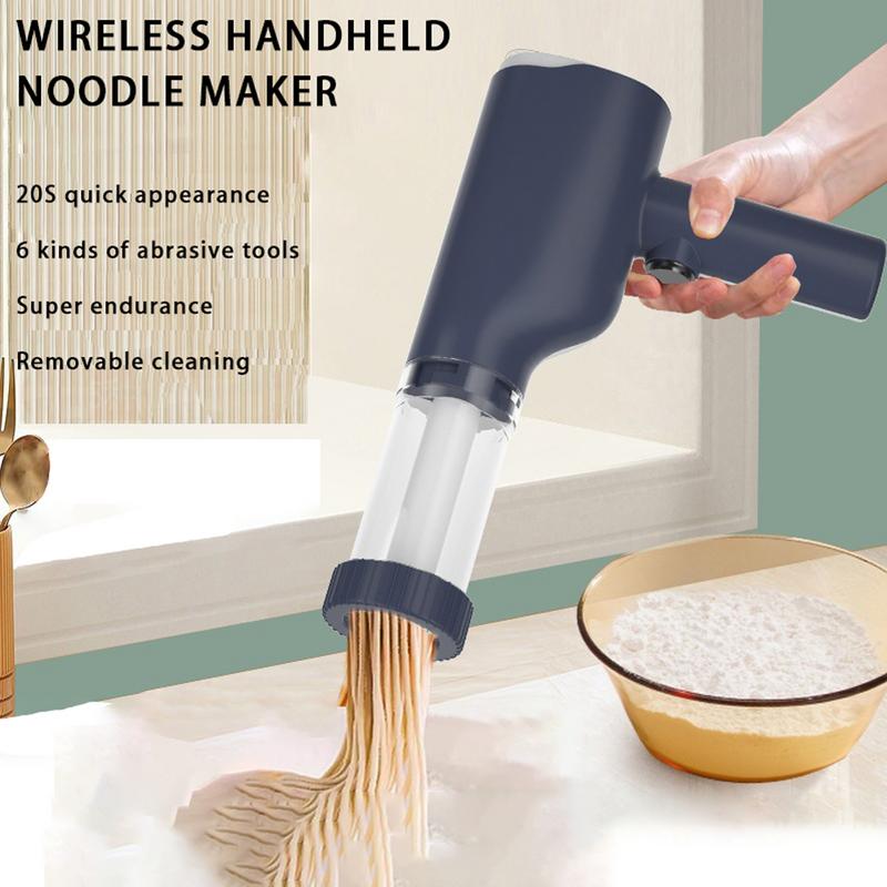 Automatic Electric Charging Wireless Hand Operated Pasta Maker Cutter Manual Spaghetti Noodles Dough Pressing Machine 6 Molds