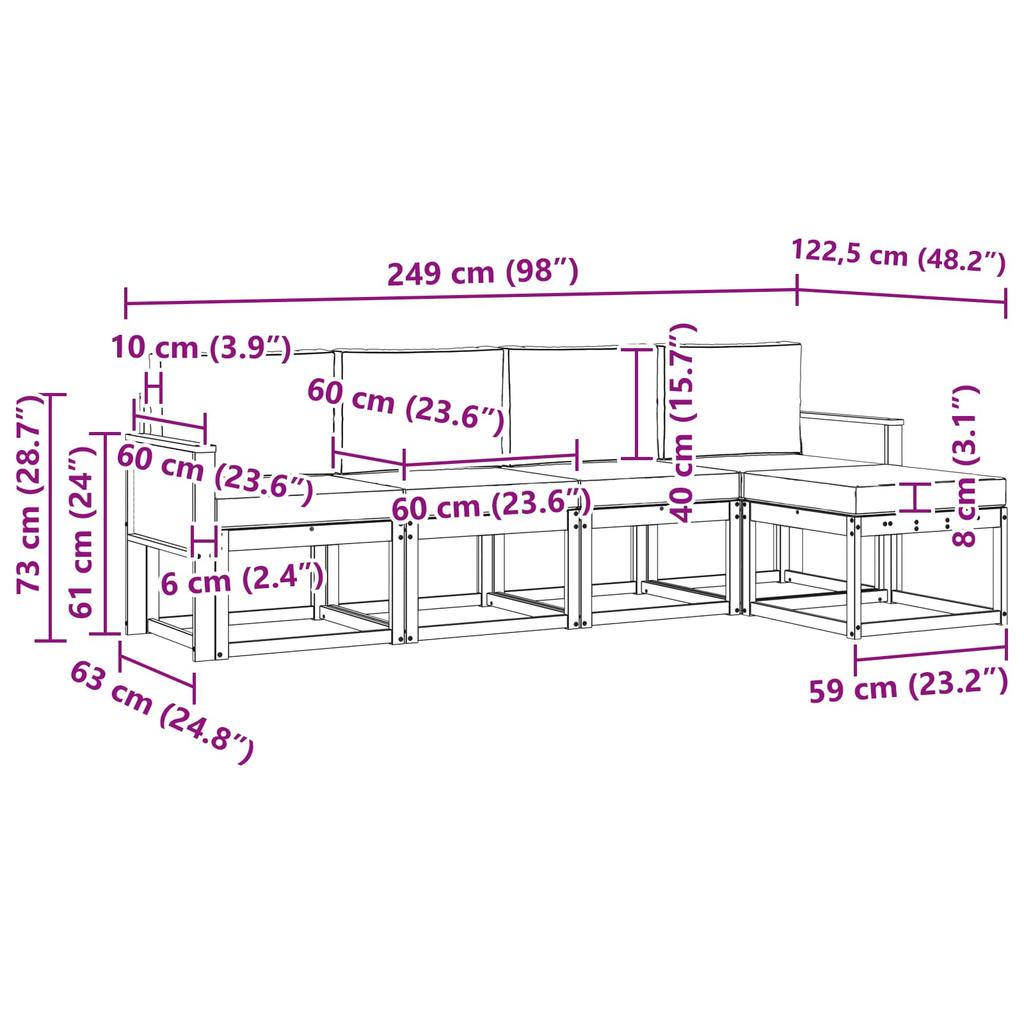 Outdoor Sofa Set 5 pcs Natural and Anthracite Polyester