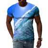 Ocean Wave Pattern T-Shirts Summer Fashion Beach Short Sleeve 3d Printed Top Loose Casual Round neck Holidaywear Mens Tees