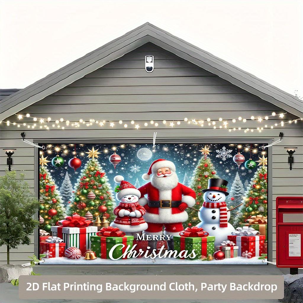 2D background banner, Santa Claus, Happy Snowman, Gift tree, garage polyester background fabric, holiday background