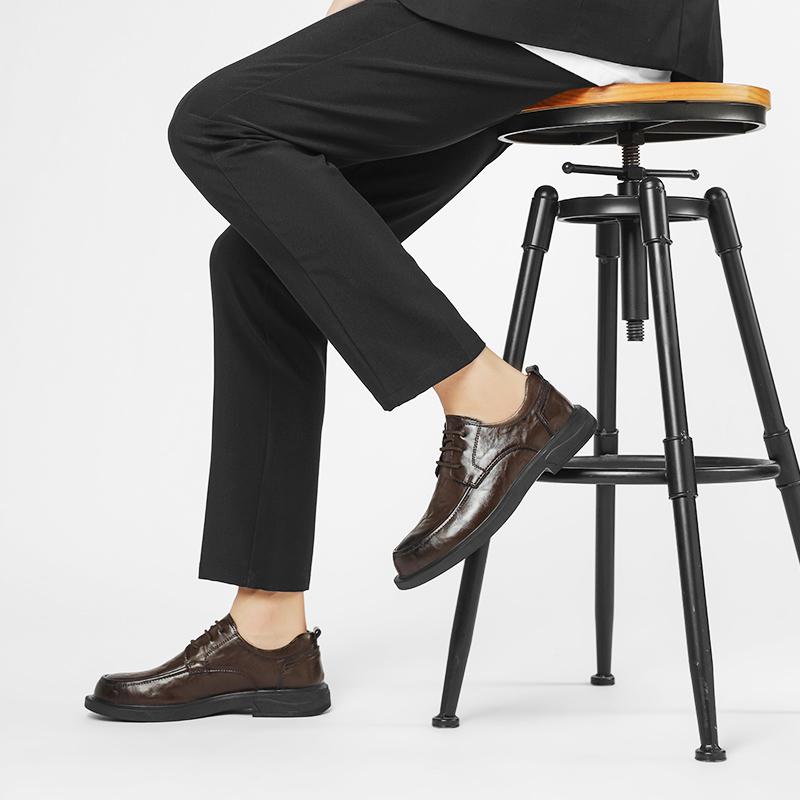 Fashion Men Business Dating Male Shoes Classic Retro Round Head Mens Shoes Casual Breathable Driving Oxford Genuine Leather Party Shoes