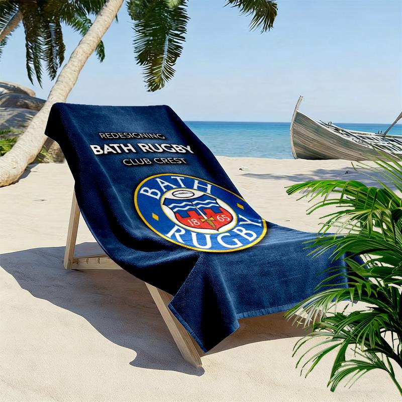 Bath Rugby Print Beach Towel, Large Soft Quick Dry Towel for Beach Camping Swimming