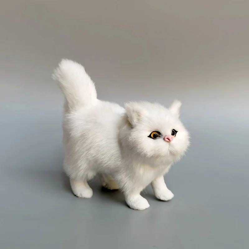 Cute Faux Plush Simulation Cat Animal Model Crafts Car Ornaments Gifts Home Decoration Children's Birthday Party Gift Supplies