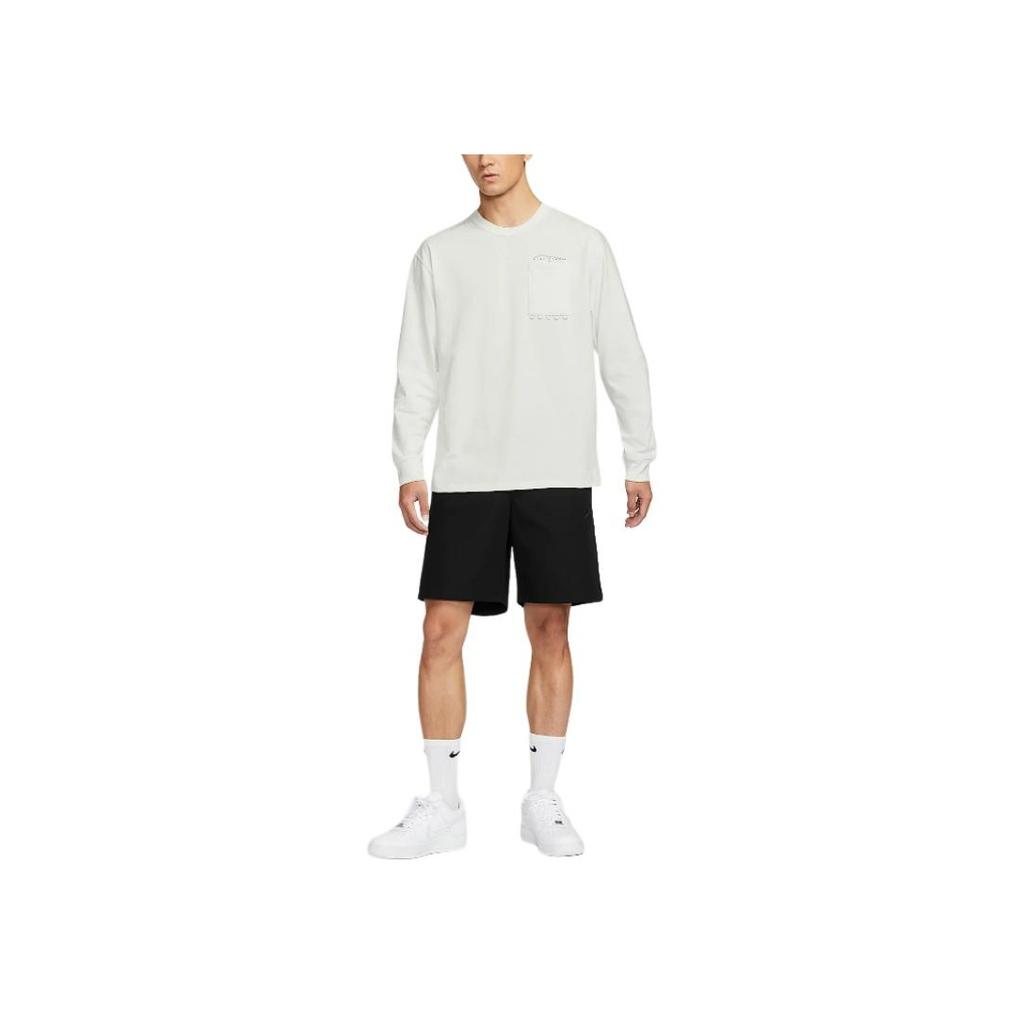 Nike Sportswear Premium Crew Neck Comfortable Pullover Pocket Long Sleeve T-Shirt Men Tops Mountain-White IF0369121