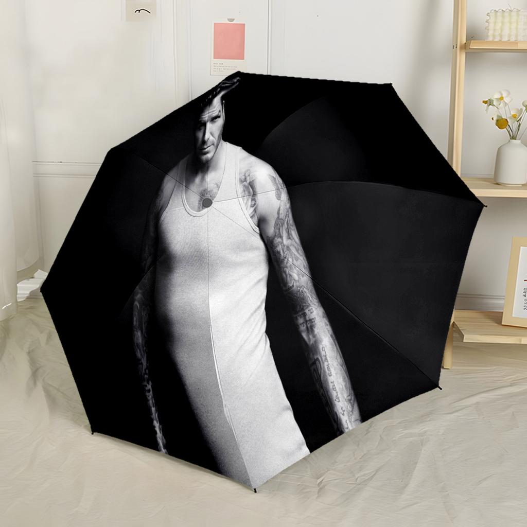 David Beckham Psg Player Compact Travel Automatic Umbrella Retractable Design with 8-Rib Durability Durable Plastic & Iron for Outdoor Daily Use