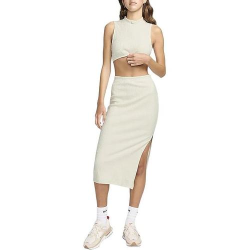 Nike W Nsw Chill Knit Mock Neck Ribbed Cropped Tank 'BROWN' FN3678-104