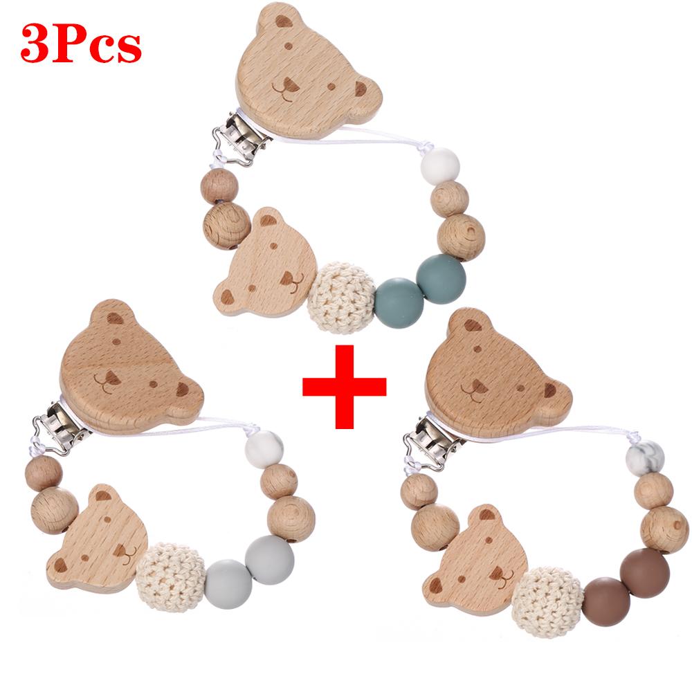 2Pcs New Chew Silicone Beads Pacifier Clips Dummy Chain Holder Newborn Soother Chains Nipple Holder Infant Teething Toys Gifts