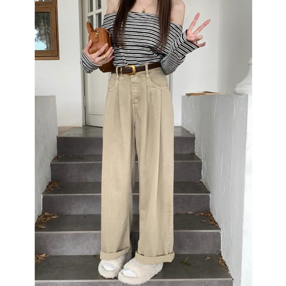 Korean loose wide-leg pants casual jeans women's spring and autumn new versatile drape floor-mopping jeans tide