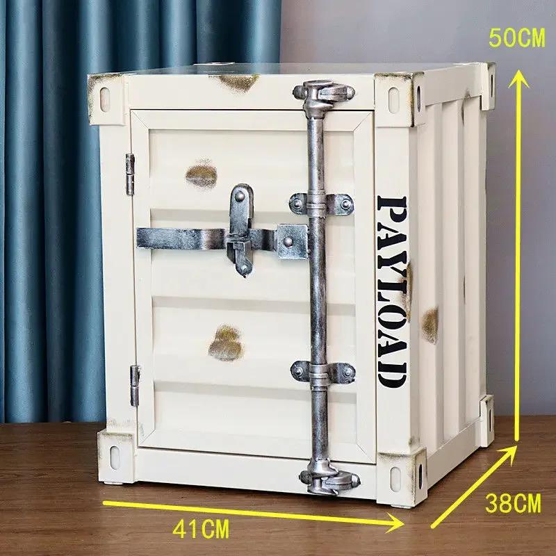 Aufbewahrungsbehälter, Nachttisch aus Eisen mit Schloss, Aufbewahrungsschublade aus Metall, bequemer Nachttisch, Safe, Home Hotel Schlafzimmermöbel