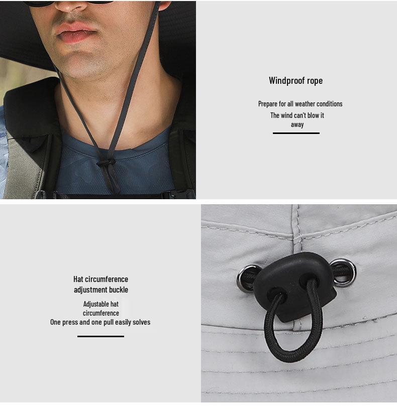 Solar-Powered Wide Brim Sunshade Hat with Lithium Battery Fan for Men
