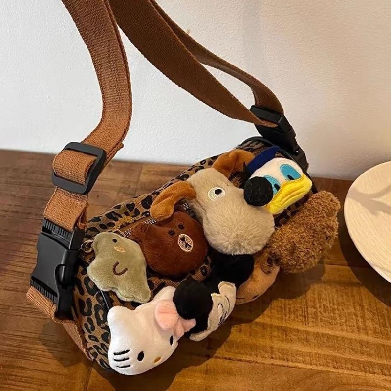 New niche leopard print bag women s spring and summer new messenger bucket bag women s casual cylinder leopard print G original set - bag only