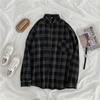 Frauen Hemd Plaid Übergroßen Braun Top Drehen-unten Kragen Freizeit Mode Lose Alle-spiel Lange Ärmel Weiche Chic koreanische Top