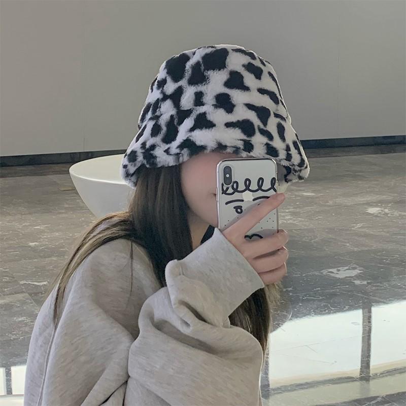 Winter Zebra Pattern Faux Fur Fluffy Bucket Hat Outdoor Women Keep Warm Fluffy Panama Cap Men Thickened Windproof Fisherman Caps