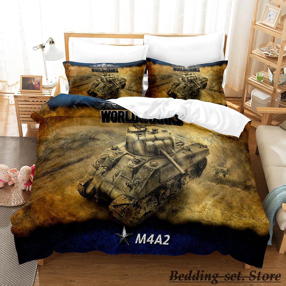 World Of Tanks Bedding Set Single Twin Full Queen King Size Bed Set Adult Kid Bedroom Duvetcover Sets Anime Parure De Lit Bed