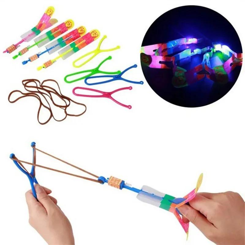 6/10pcs Catapult Slings Glowing Arrows LED Lights Flashing Dragonfly Glowing Children's Party Toys Gifts Illuminate the Sky