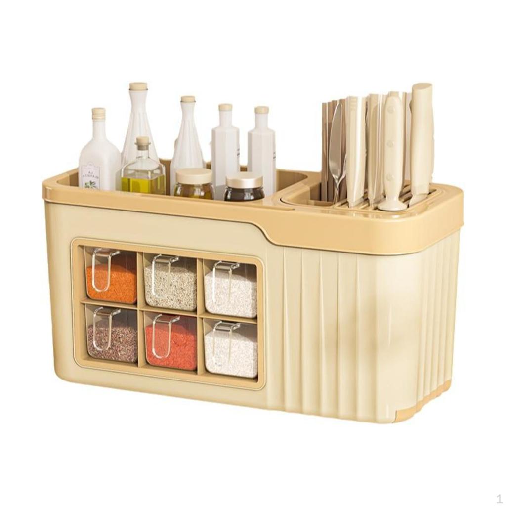 Herb Storage Box, MultiFunctional Condiment Organizer, Countertop Seasoning Jar Set, Quick Grab,