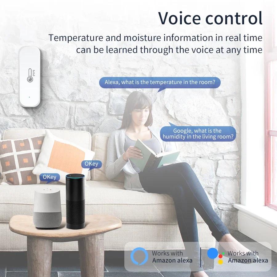 Tuya ZigBee Smart Temperature Sensor Home Security Thermometer Smart Life APP Voice Control Alexa Google Assistant Monitoring