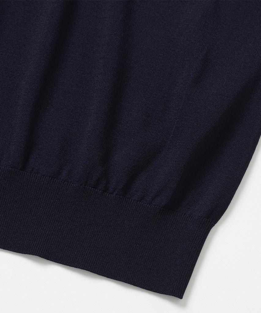 XOX Basic Cool Round Crop Short Sleeve Knit [Navy]