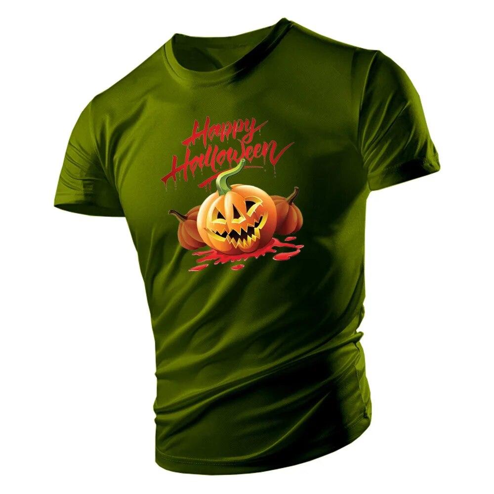 Four Seasons New Fashion Casual 2d Halloween Jack-O '-Lantern Print Bărbați Lejer, confortabil, Tricou cu mânecă scurtă Top cu uscare rapidă