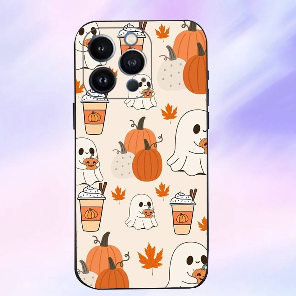 

Halloween Autumn Leaves Pumpkin Phone Case For iPhone 16 15 14 13 12 11 Pro Max Mini X XS SE4 7 8 Plus 16E Soft Cover Fundas iPhone 7 8 SE